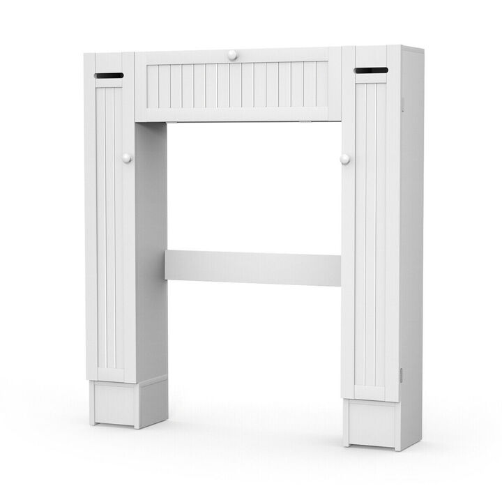 Costway Over the Toilet Storage Wooden Cabinet Drop Door Spacesaver Bathroom White Costway Over the Toilet Storage Wooden Cabinet Drop Door Spacesaver Bathroom White