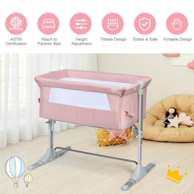 Hivvago Travel Portable Baby Bed Side Sleeper  Bassinet Crib with Carrying Bag