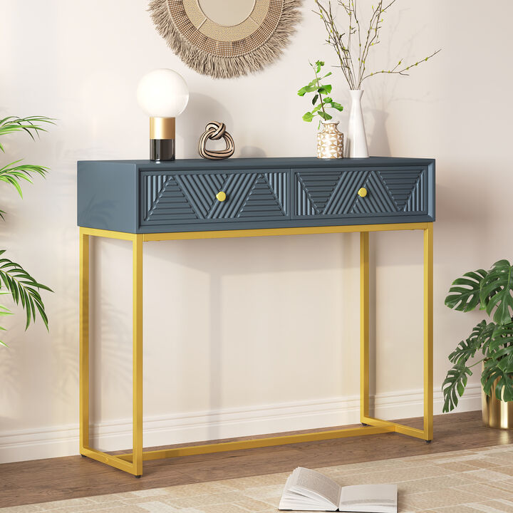 Merax Modern Sleek Console Table with 2 Drawers