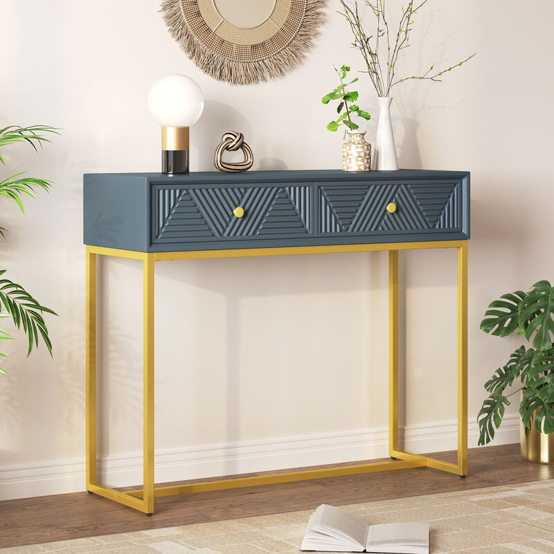 Merax Modern Sleek Console Table with 2 Drawers