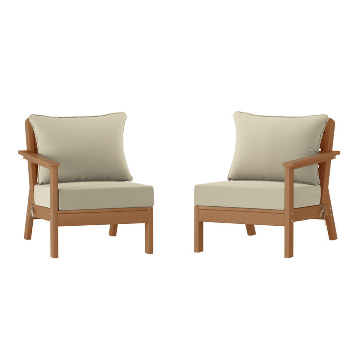 WestinTrends Outdoor Patio HDPE Loveseat Sofa with Patio Cushions