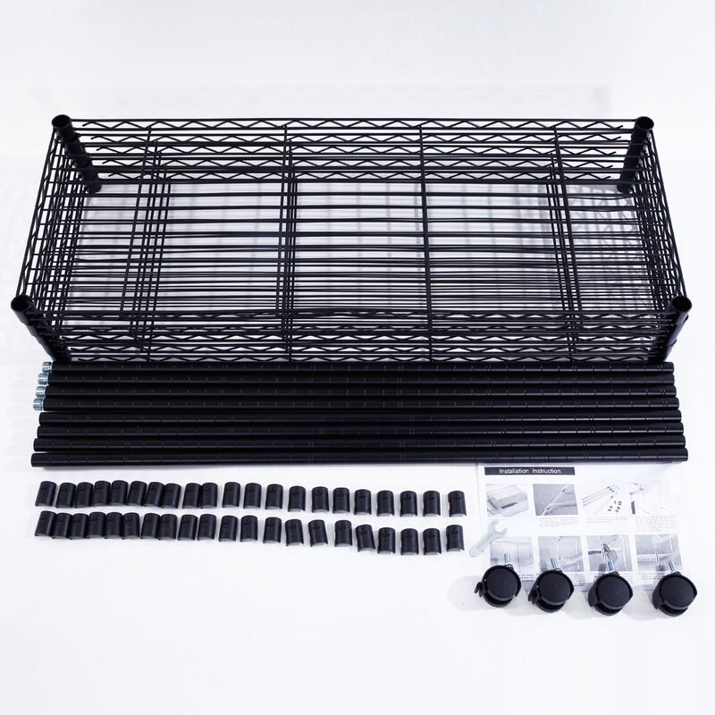 5-Layer Plastic Coated Iron Shelf with Nylon Wheels