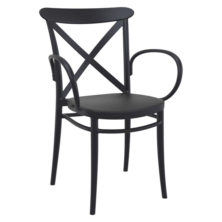 34.25" Taupe Brown Stackable Outdoor Patio XL Arm Chair