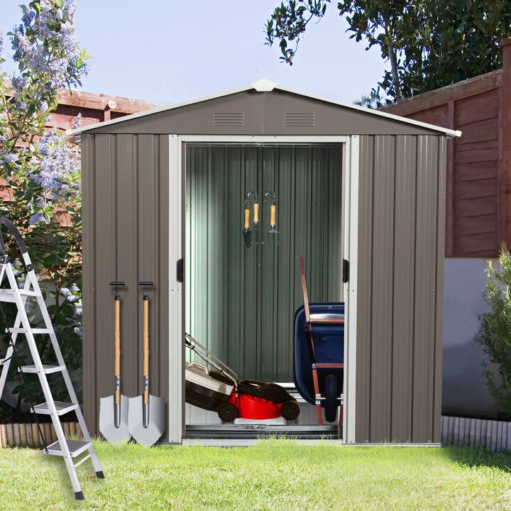 MONDAWE 6ft x 5ft Outdoor Galvanized Steel Metal Storage Shed