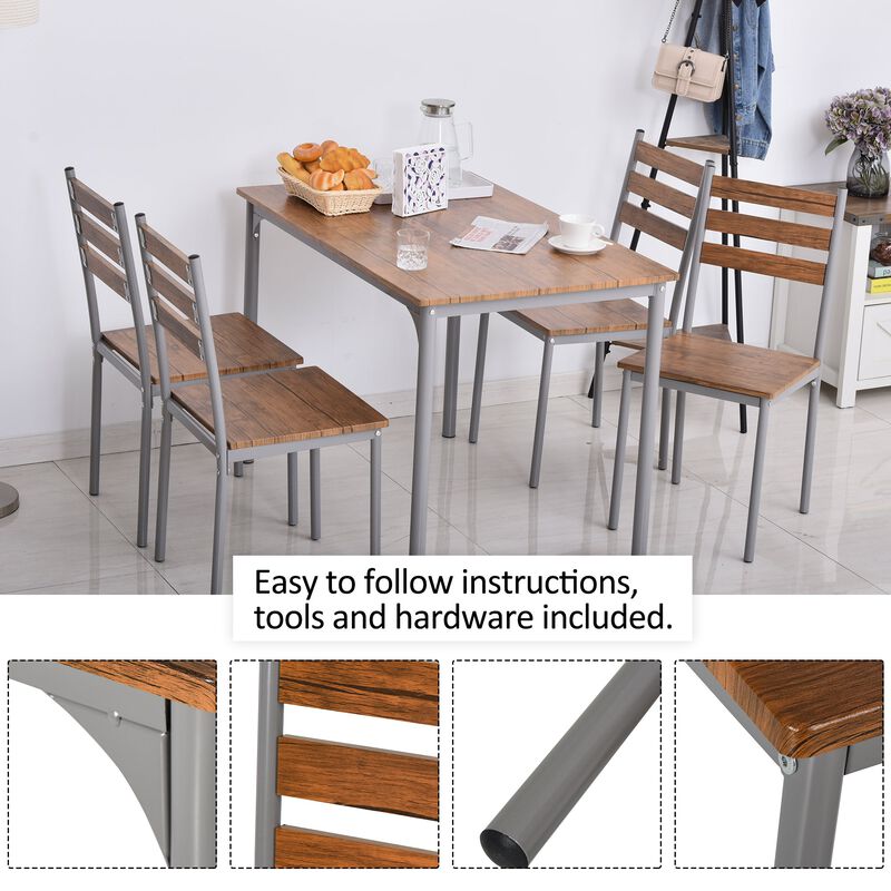 Brown Outdoor Dining: 5-Piece Wooden Counter Height Table Set