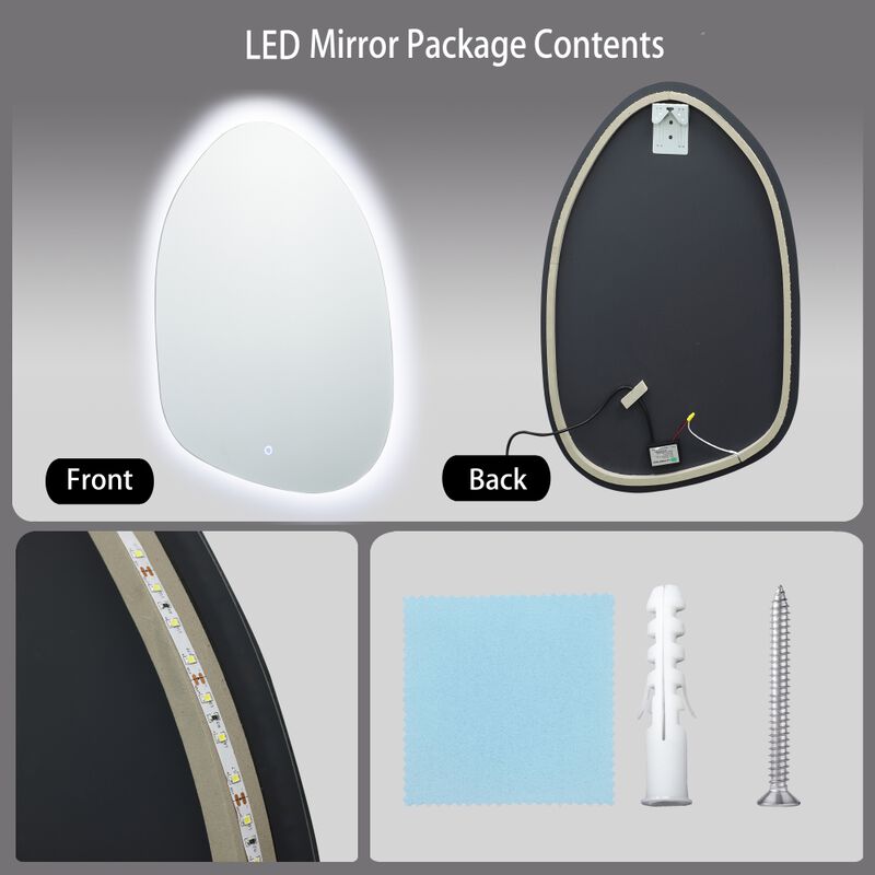 LuxenHome Asymmetrical Accent Wall Mirror with Lights