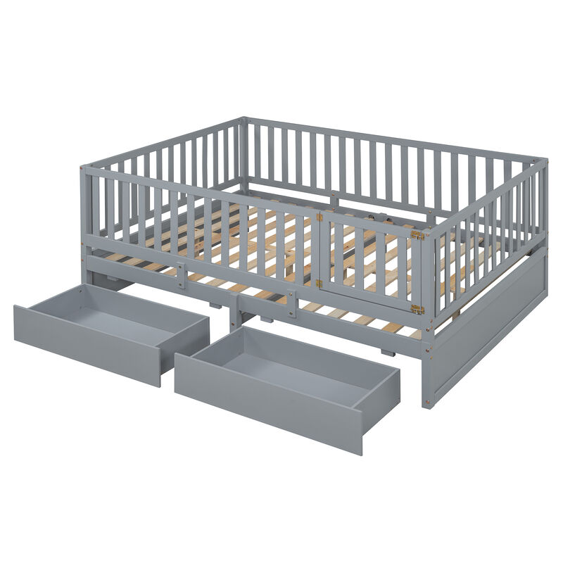 Merax Wood Daybed with Fence Guardrails
