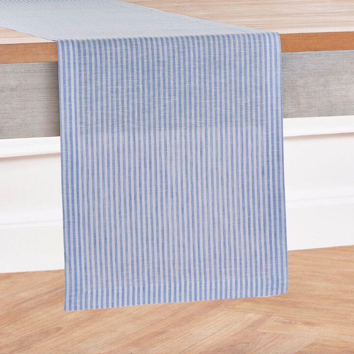 Solino Home 100% Pure Linen Table Runner 14 x 108 Inch | Narrow Stripe
