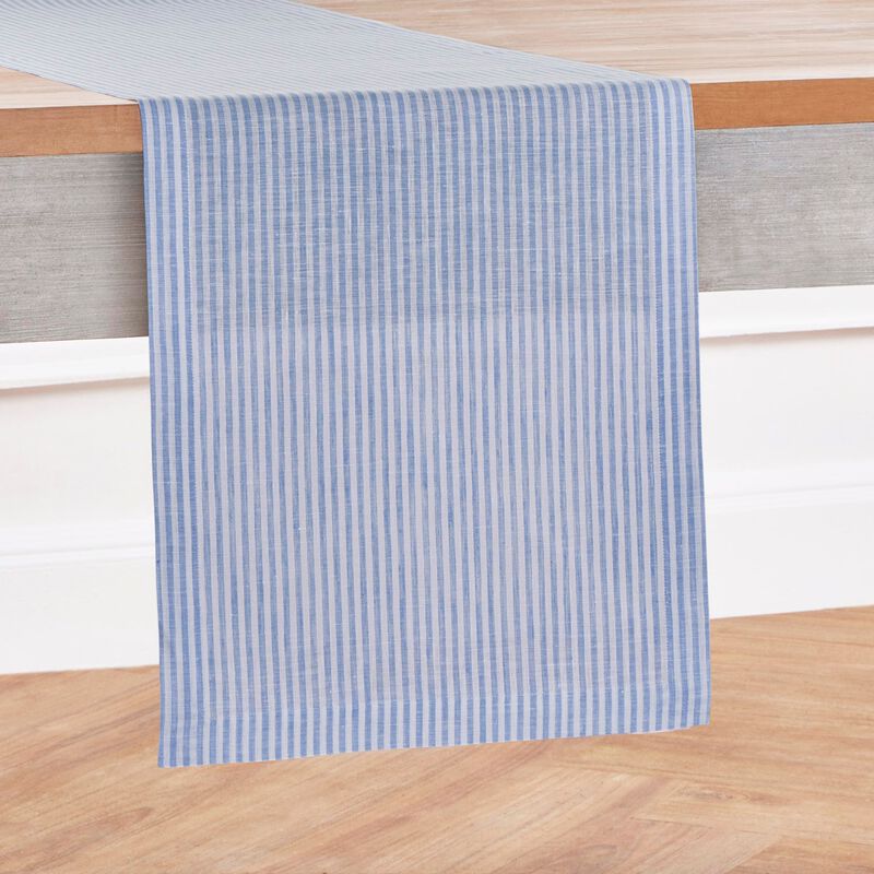 Solino Home 100% Pure Linen Table Runner 14 x 108 Inch | Narrow Stripe
