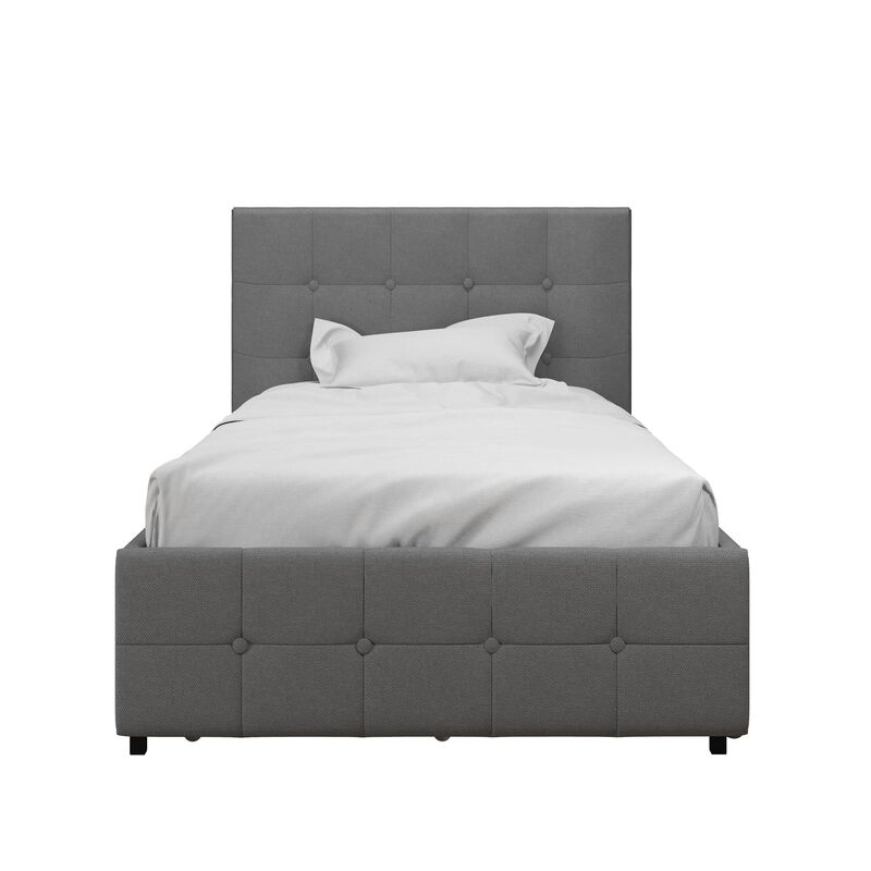 Ryder Gray Linen Upholstered Bed with Storage