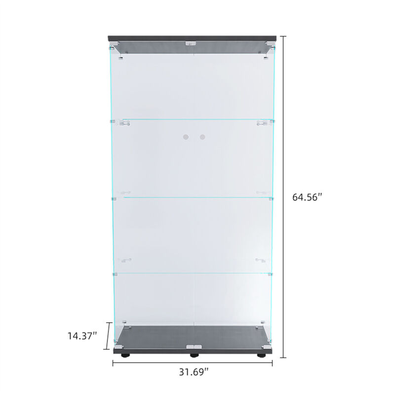 Two Door Glass Cabinet Glass Display Cabinet With 4 Shelves