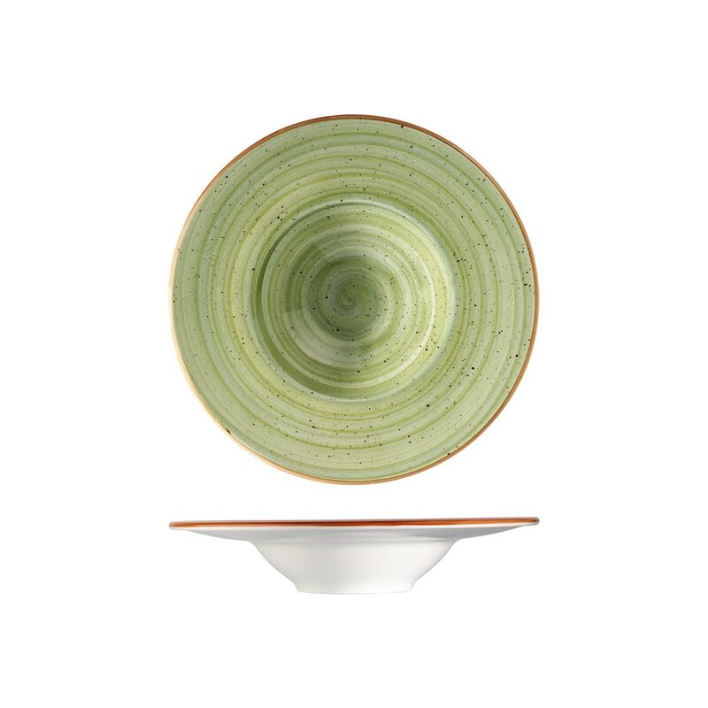 Therapy dia.11" h:2.5" 14 oz. Round Green Porcelain Bowl (Set of 2)