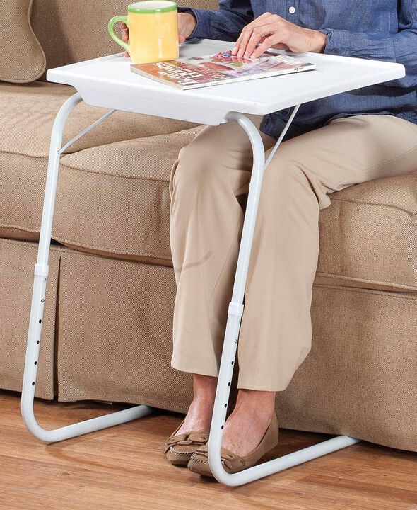 White Adjustable Comfy TV Table