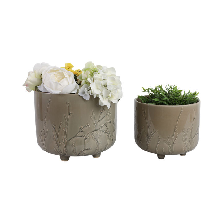 Flower Branches Planters, Cream
