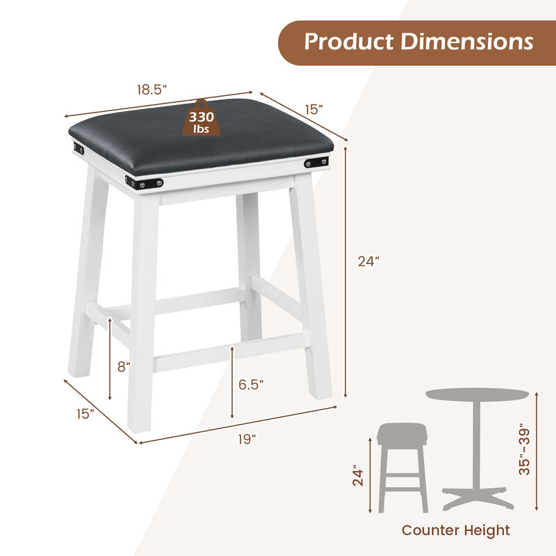 Set of 2 24/30 Inch Dining Bar Stool with Acacia Wood Frame-24 inches