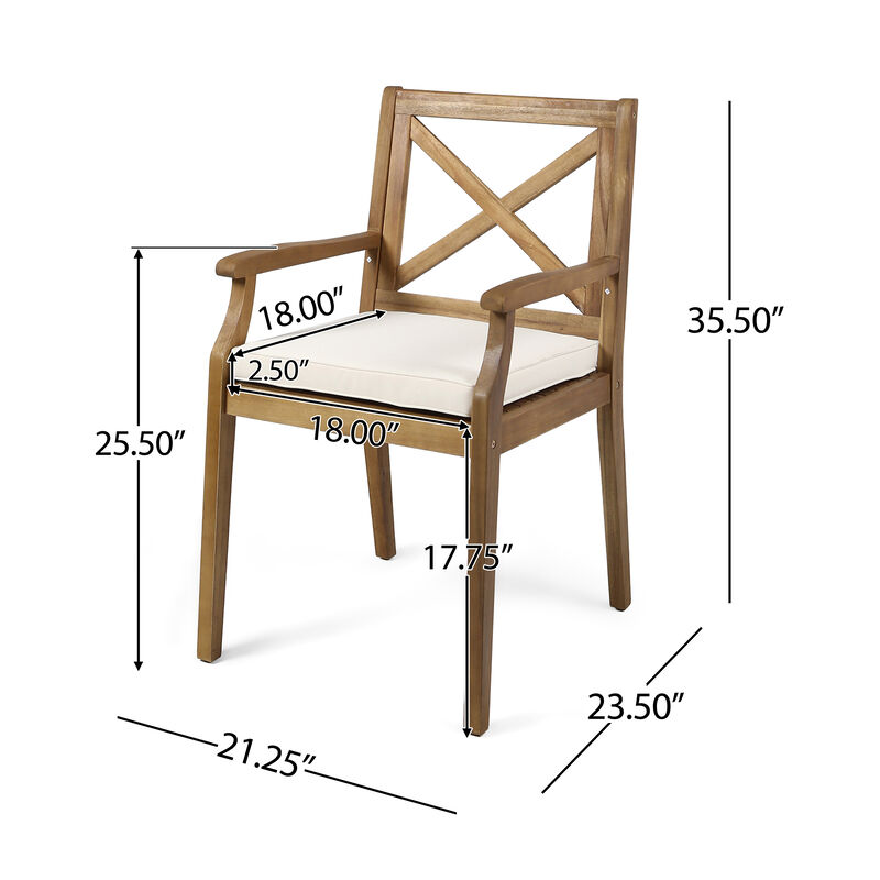 Merax 2PCS Acacia Wood Outdoor Dining Set for Backyard, Poolside