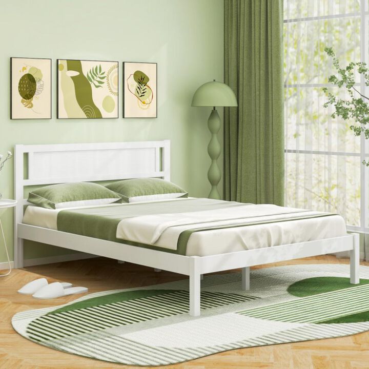 Hivvago Wood Bed Frame with Headboard and Wooden Slats Support