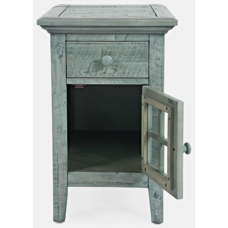 Jofran Inc. Rustic Shores Farmhouse USB Charging End Table with Storage, Surfside