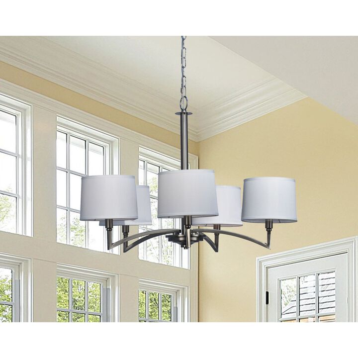 20.7" Silver and White Contemporary Eva 5-Light Hanging Light Fixture