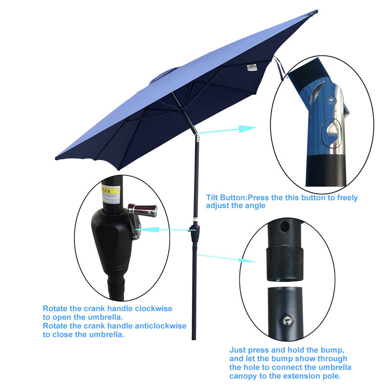 Waterproof Patio Umbrella with Tilt and Crank