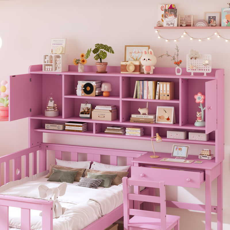 Merax Multifunctional Platform Bed with Desk and a Chair