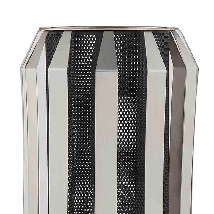 Pin 14 Inch Table Lamp, Accent Cylinder Metal Shade, Round Base, Black-Benzara