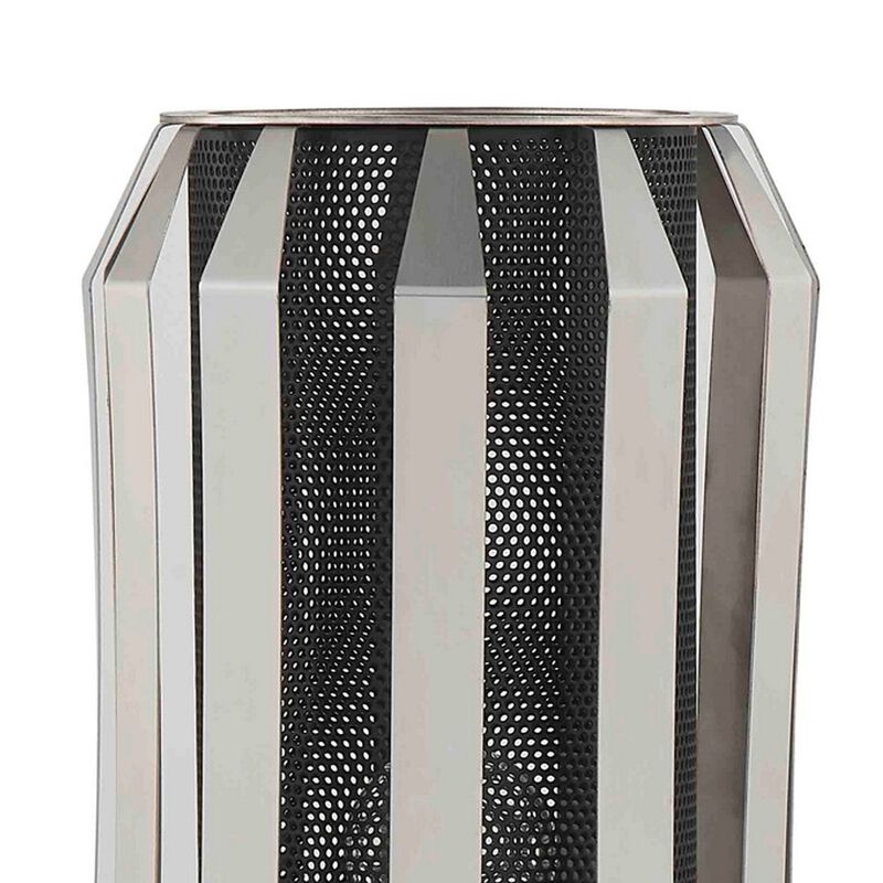 Pin 14 Inch Table Lamp, Accent Cylinder Metal Shade, Round Base, Black-Benzara
