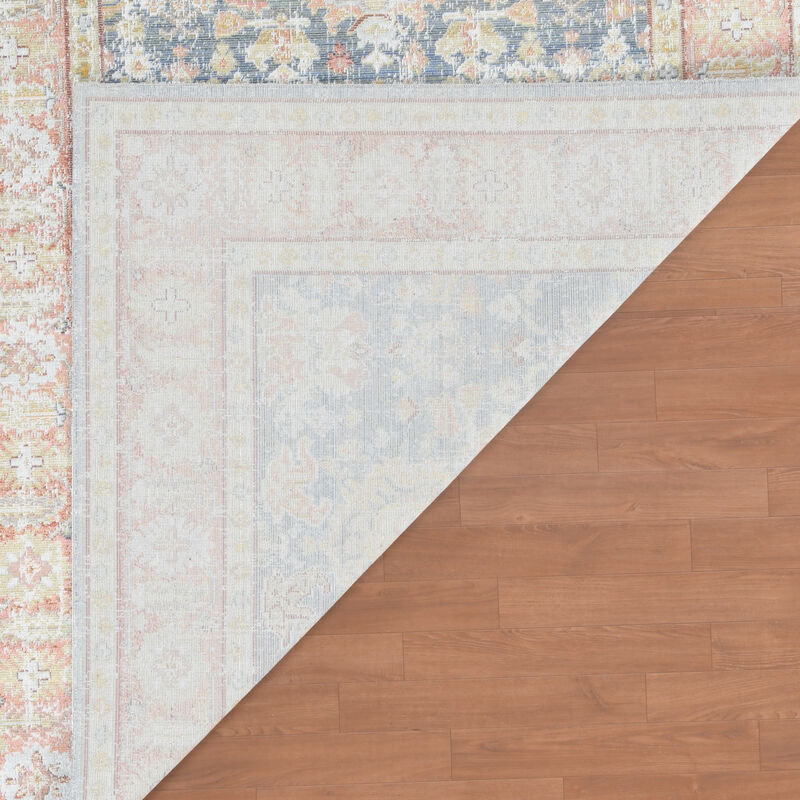 Century Reuda Vintage Blue Polyester Runner Rug