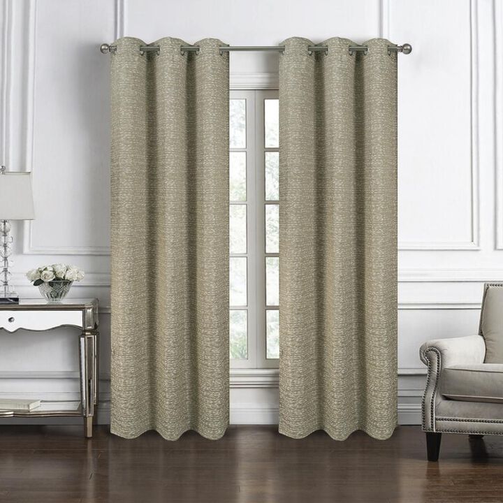 RT Designers Collection Roman Jacquard Premium & Stylish Grommet Panel Pair 54" x 84" Taupe
