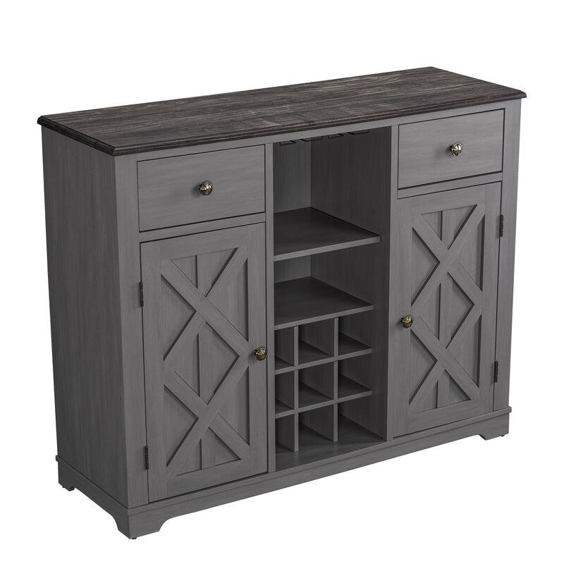 FESTIVO 47 in. Modern X-Door Wine Cabinet w/ Built-in Wine Rack