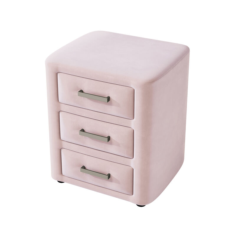 Merax Velvet Nightstand Night Table with 3 Drawers