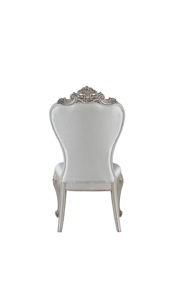 Wooden Side Chairs with Button Tufting, Set of Two, Cream and White - Benzara