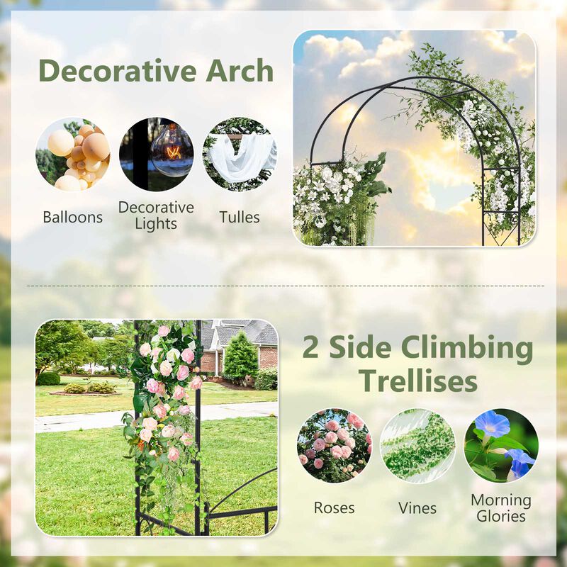 2 in 1 Garden Arbor with Door and Latch for Outdoor Lawn