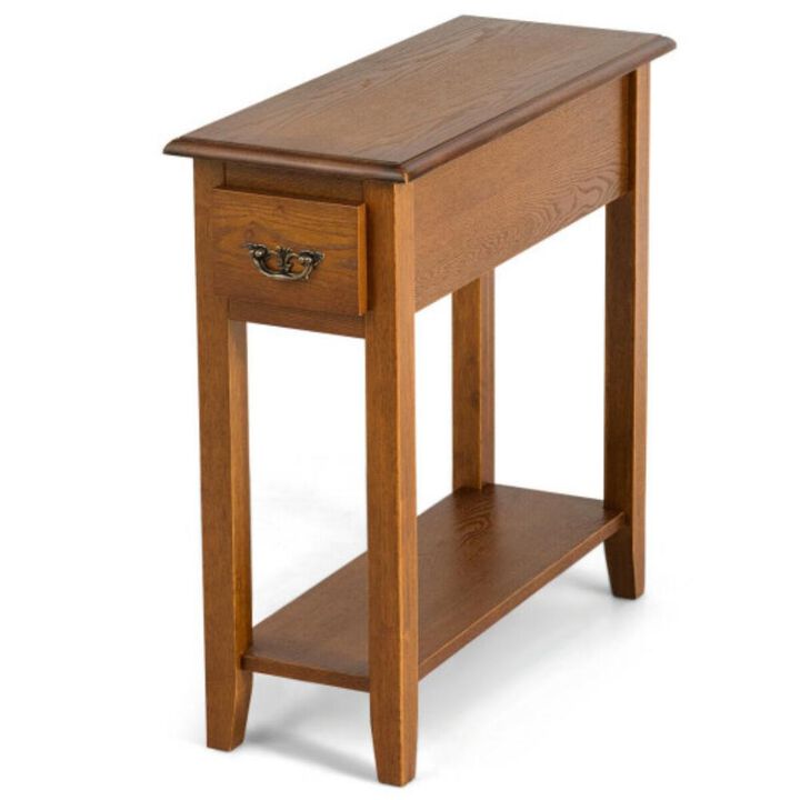 2 Tier End Bedside Sofa Side Table Narrow Nightstand