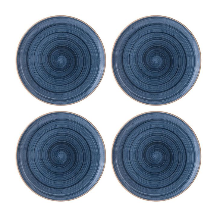 Dusk dia.8.25" Round Blue Porcelain Plate (Set of 4)