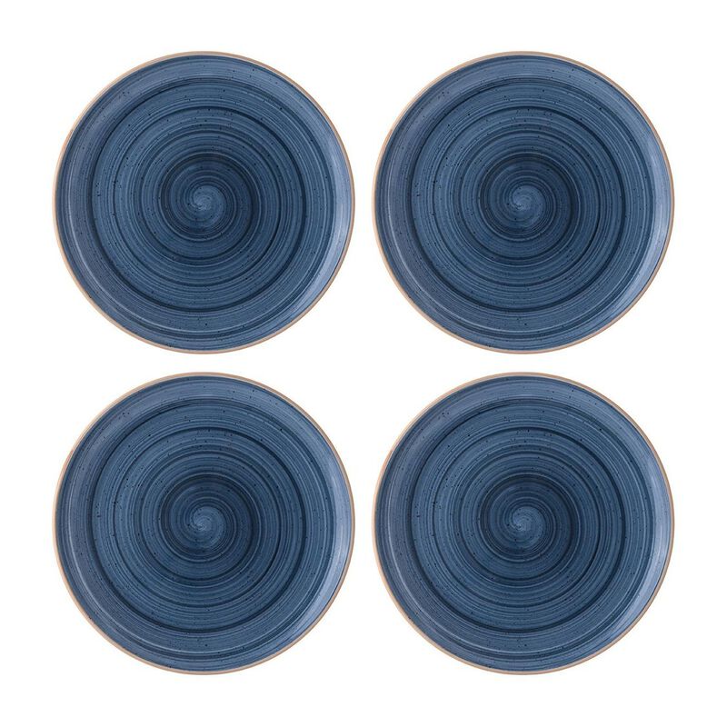 Dusk dia.8.25" Round Blue Porcelain Plate (Set of 4)