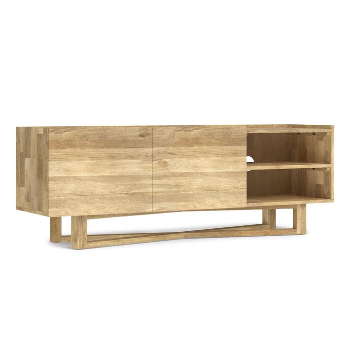 Simpli Home Harrow Solid Mango Wood Tv Media Stand In Natural For Tvs Up To 65 Inches