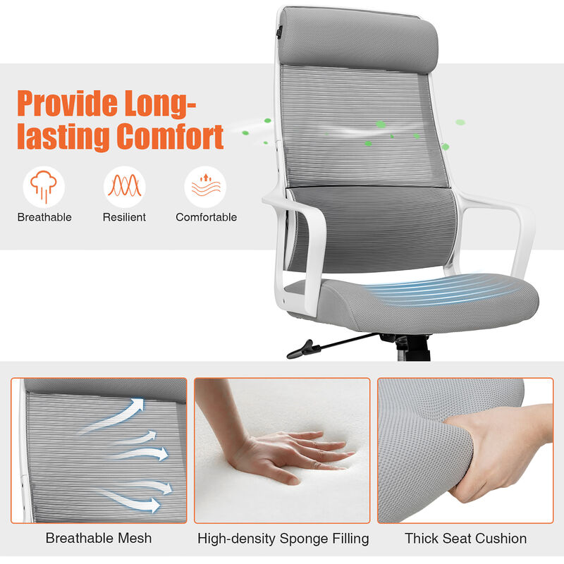 Costway Adjustable Mesh Office Task Chair Heating Lumbar Support Headrest Black