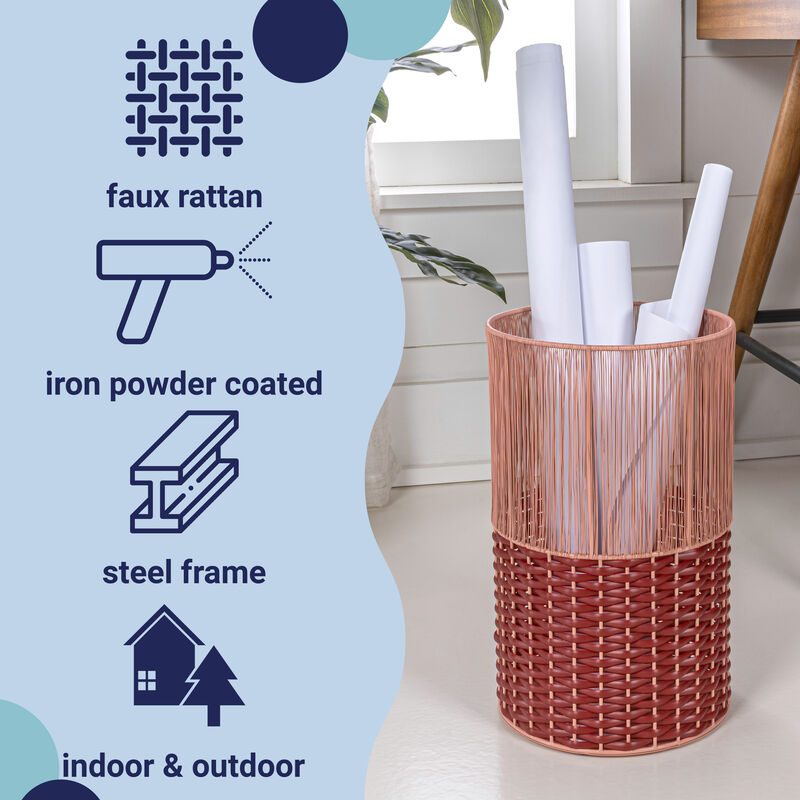 Harper Modern 2-Tone Faux Wicker Cylinder Waste Basket