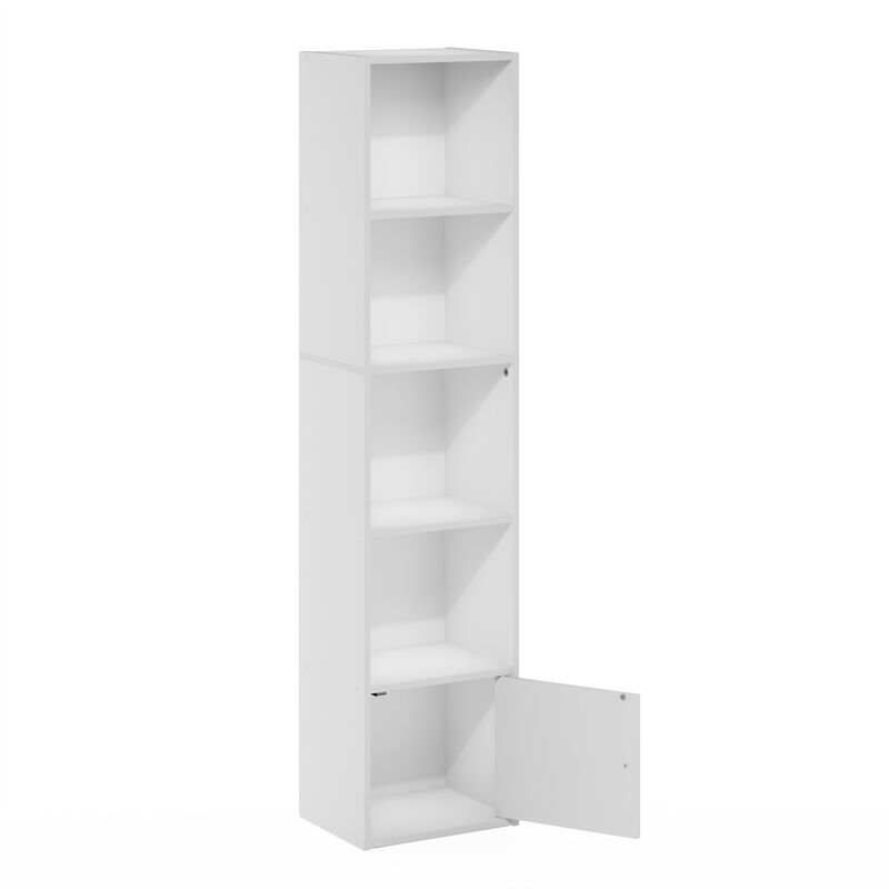 Furinno Luder Shelf Bookcase with 1 Door Storage Cabinet, White