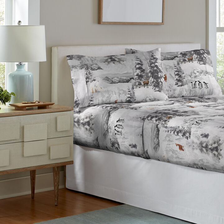 Pointehaven 190 GSM 100% Cotton Storm Grey Solid Flannel Deep Pocket 3 pc Sheet Set, Twin Extra Long