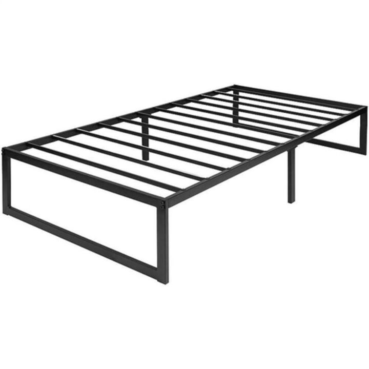 Hivvago Twin Size 14 Inch Black Metal Steel Slat Platform Bed