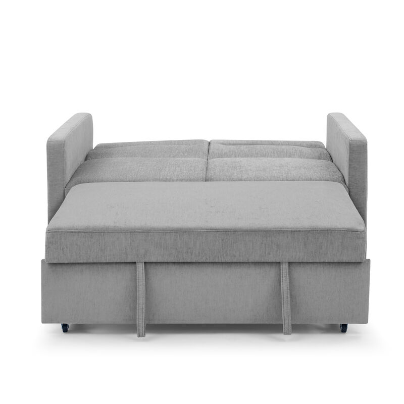 Loveseats Sofa Bed With Pull-Out Bed, Adjustable Back And Two Arm Pocket