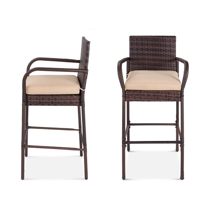 Hivvago Set of 2 Indoor/Outdoor Wicker Bar Stools