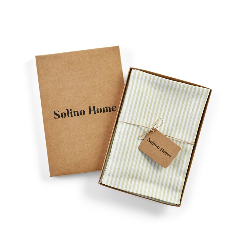 Solino Home 100% Pure Linen Cloth Napkins 20 x 20 Inch Set of 4 Dinner Napkins | Narrow Stripe