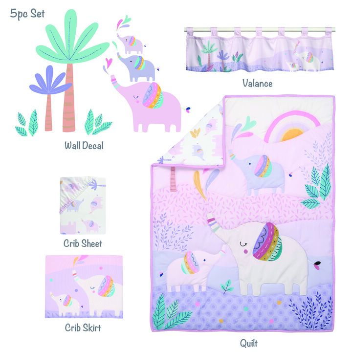 Bedtime Originals Elephant Dreams 5-Piece Nursery Baby Crib Bedding Set