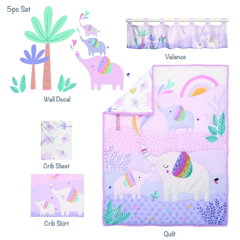 Bedtime Originals Elephant Dreams 5-Piece Nursery Baby Crib Bedding Set
