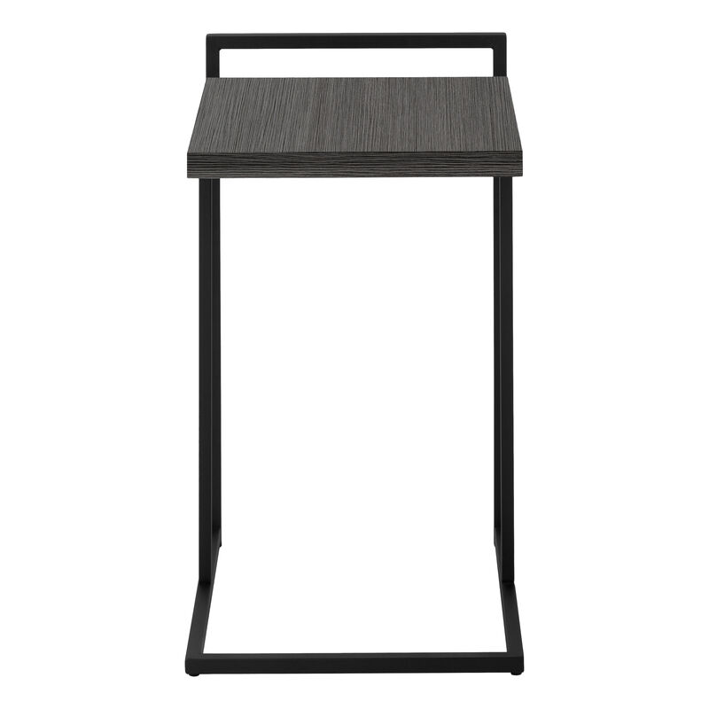 Monarch Specialties I 3634 Accent Table, C-shaped, End, Side, Snack, Living Room, Bedroom, Metal, Laminate, Grey, Black, Contemporary, Modern