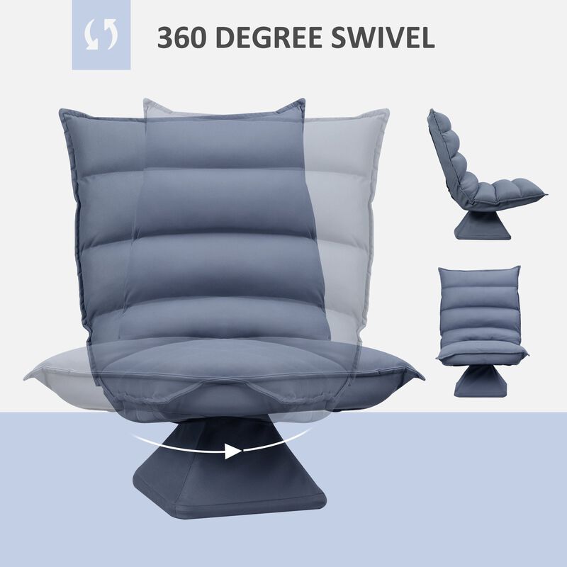 Grey Gaming Comfort: Adjustable Swivel Floor Chair with Back Support
