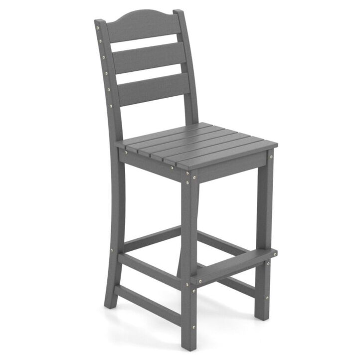 Hivvago 30 Inches Counter Height HDPE Bar Stool with Backrest and Footrest-Gray